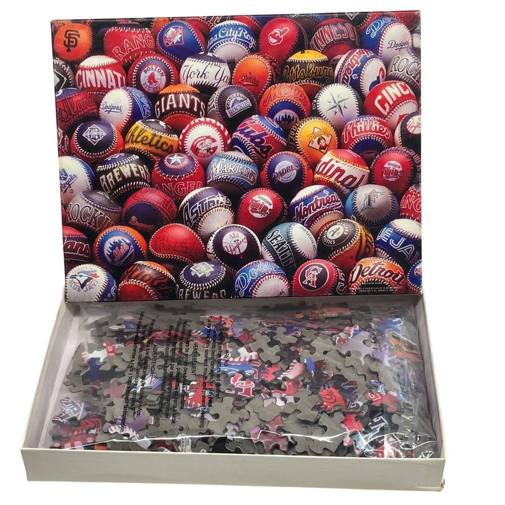 Springbok MLB Play Ball 500 Piece Jigsaw Puzzle Baseball Team Logos 1995